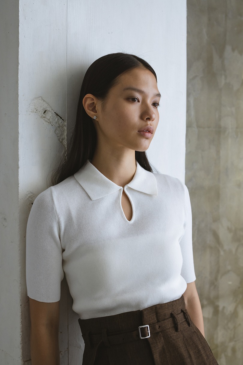 フロントホールニットポロ 詳細画像 WHT 5