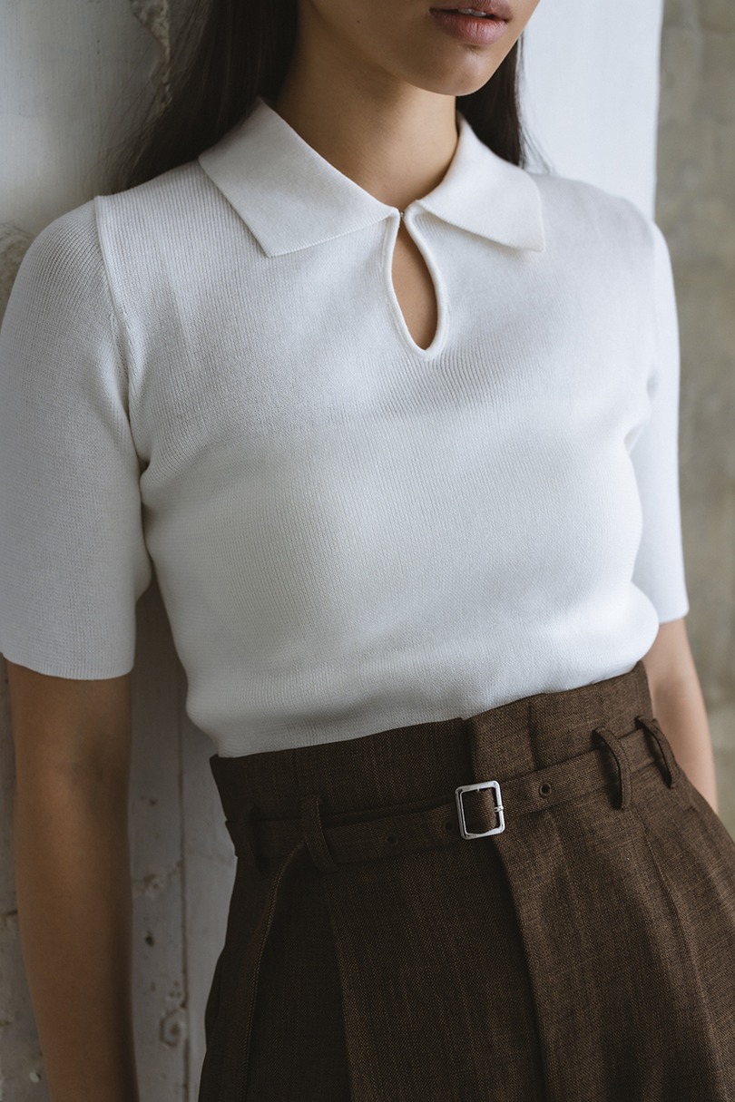 フロントホールニットポロ 詳細画像 WHT 6