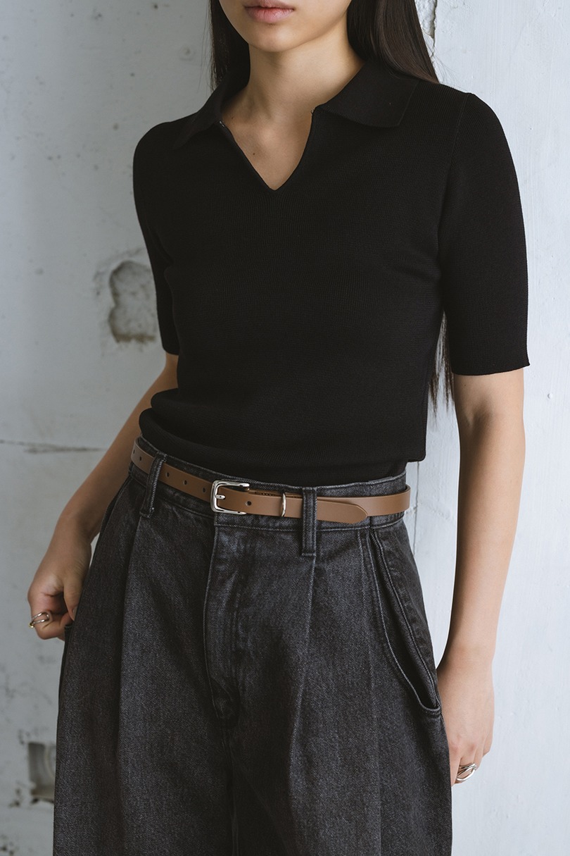 フロントホールニットポロ