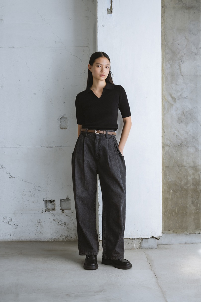 フロントホールニットポロ 詳細画像 BLK 2