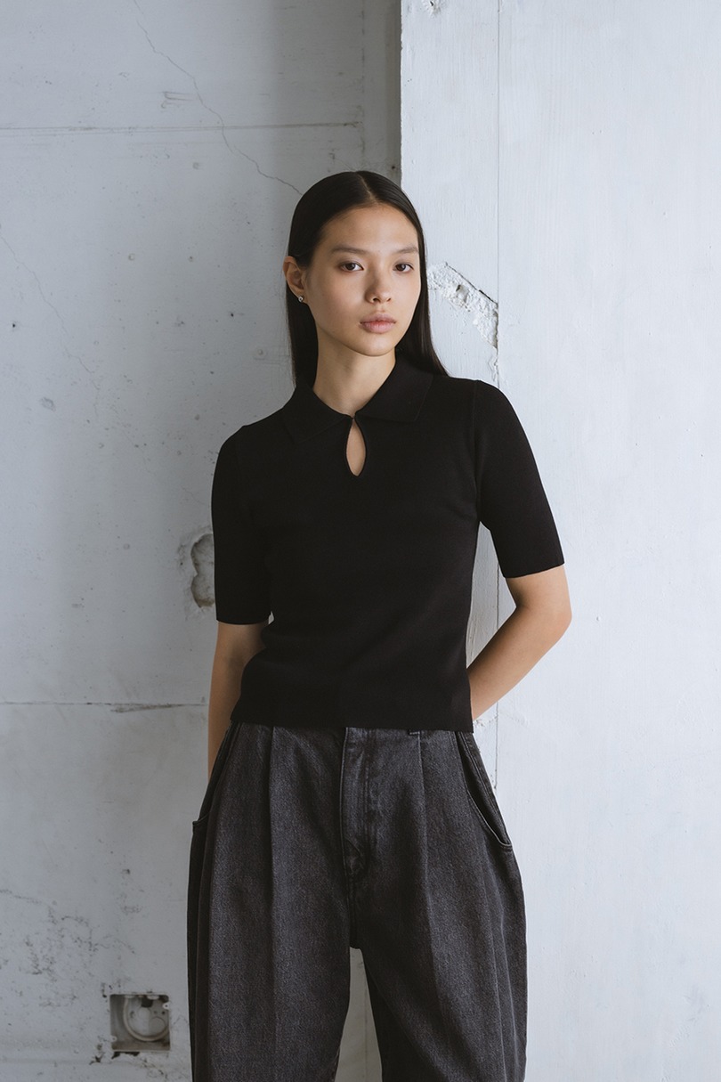 フロントホールニットポロ 詳細画像 BLK 4