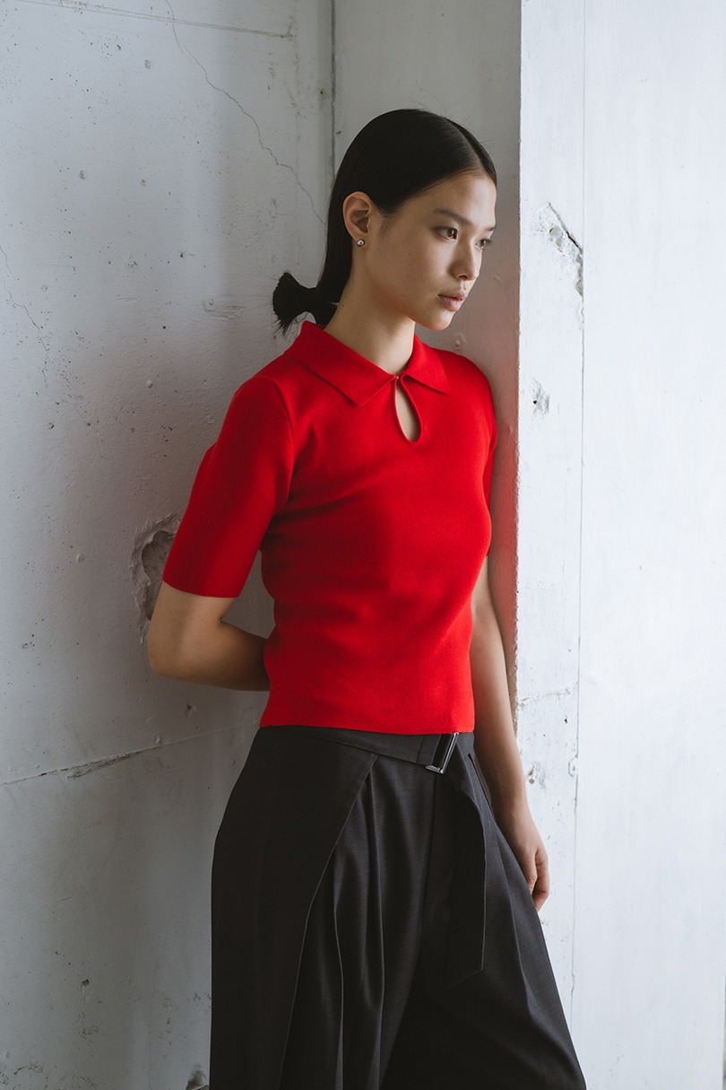 フロントホールニットポロ