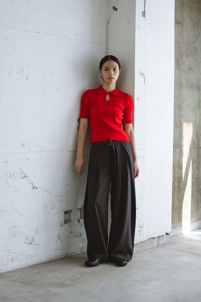 フロントホールニットポロ 詳細画像 RED 2