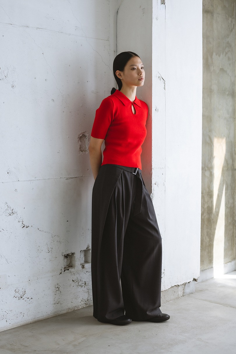 フロントホールニットポロ 詳細画像 RED 3