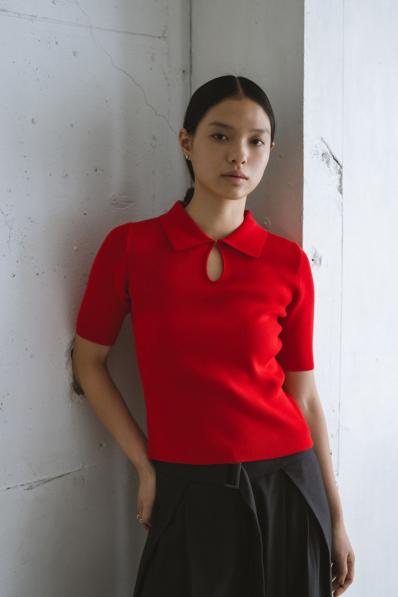 フロントホールニットポロ 詳細画像 RED 4