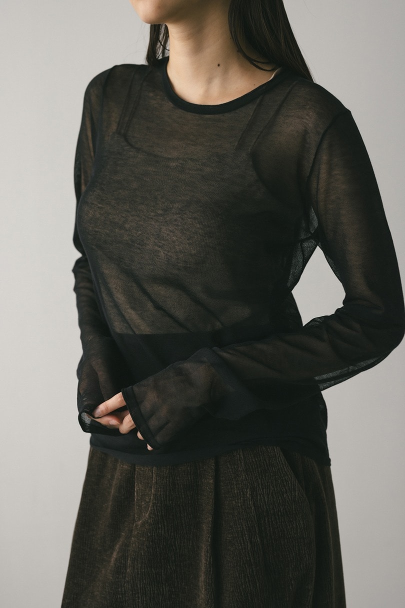 シアースキンニットトップ 詳細画像 BLK 4