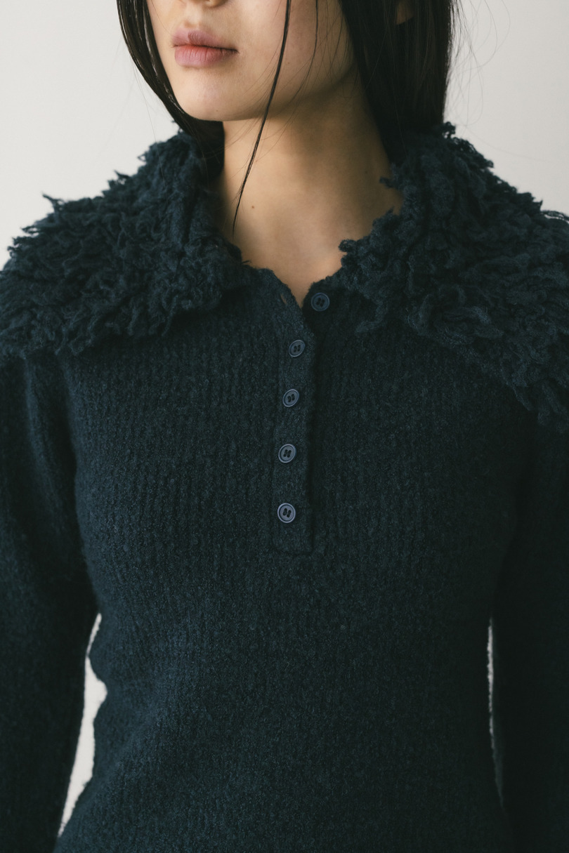 ループカラーニットトップ 詳細画像 NVY 2