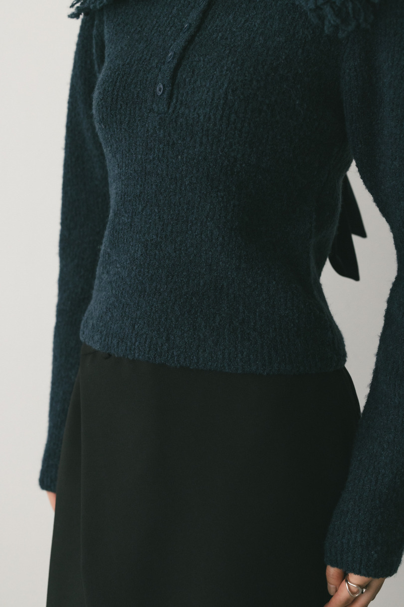 ループカラーニットトップ 詳細画像 NVY 3