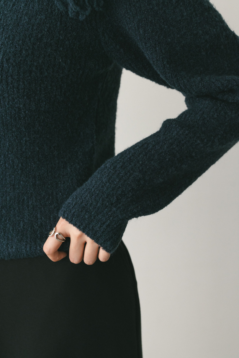 ループカラーニットトップ 詳細画像 NVY 4