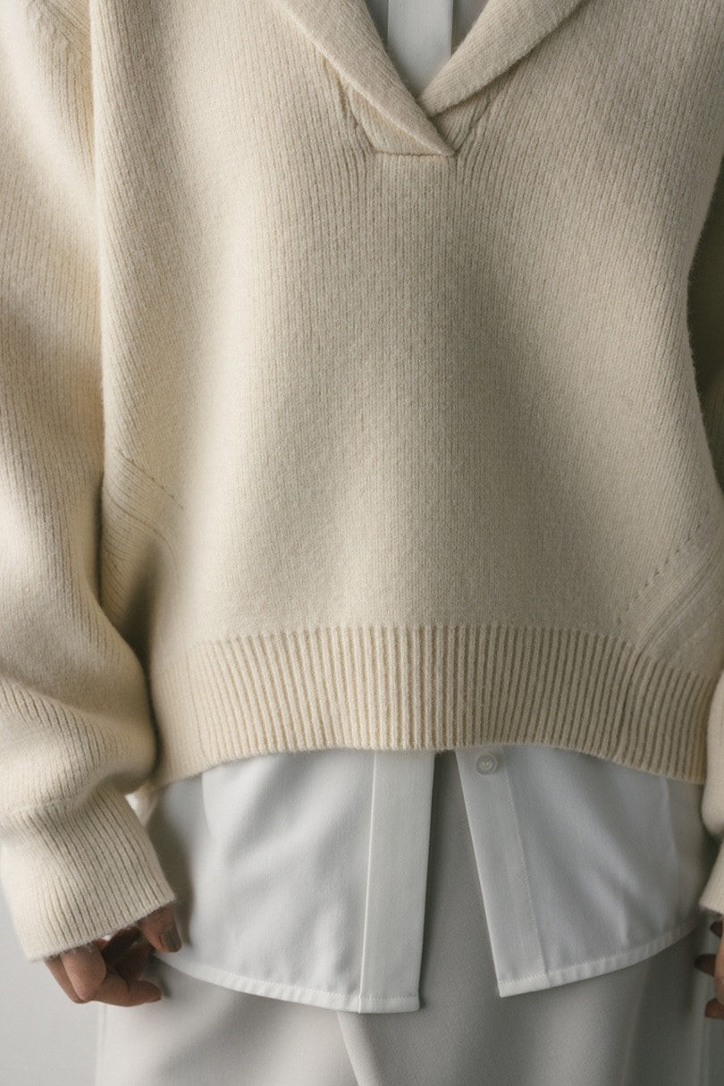 テーラーカラーニットトップ 詳細画像 WHT 5