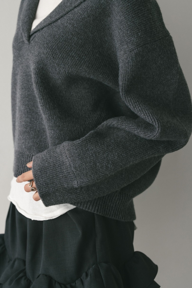 テーラーカラーニットトップ 詳細画像 GRY 5