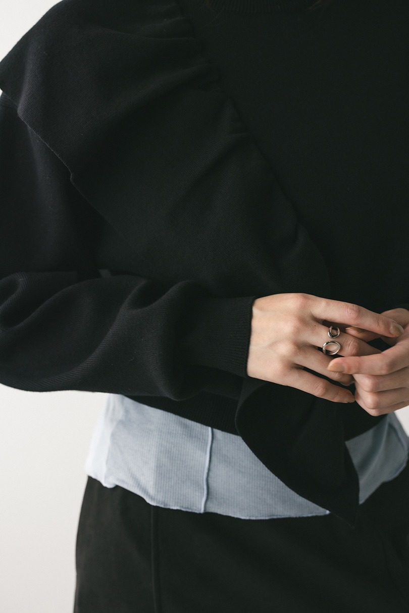 アシンメトリーフリルニット 詳細画像 BLK 6