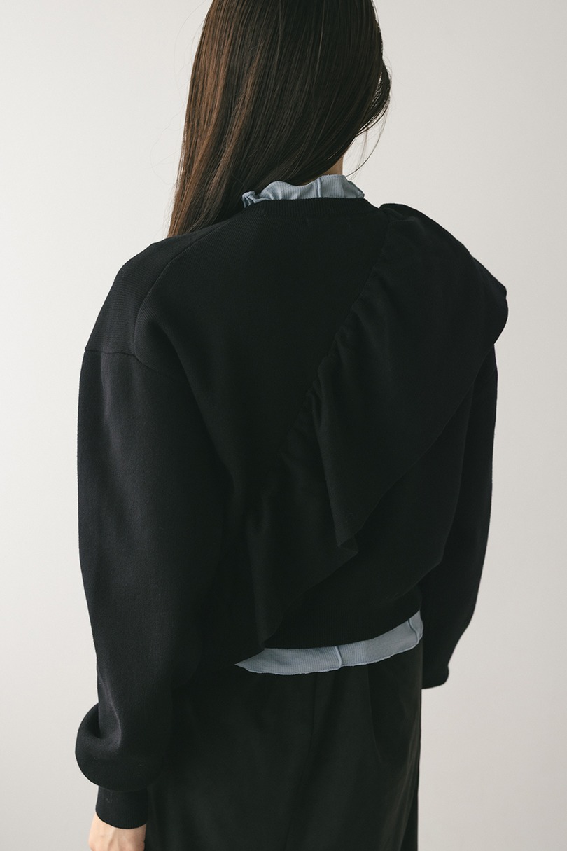 アシンメトリーフリルニット 詳細画像 BLK 7