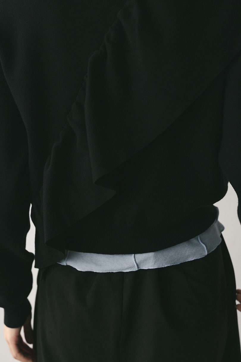 アシンメトリーフリルニット 詳細画像 BLK 9