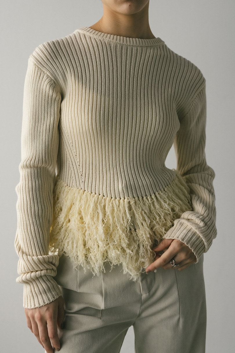 チュールフリンジペプラムニット 詳細画像 IVOY 2
