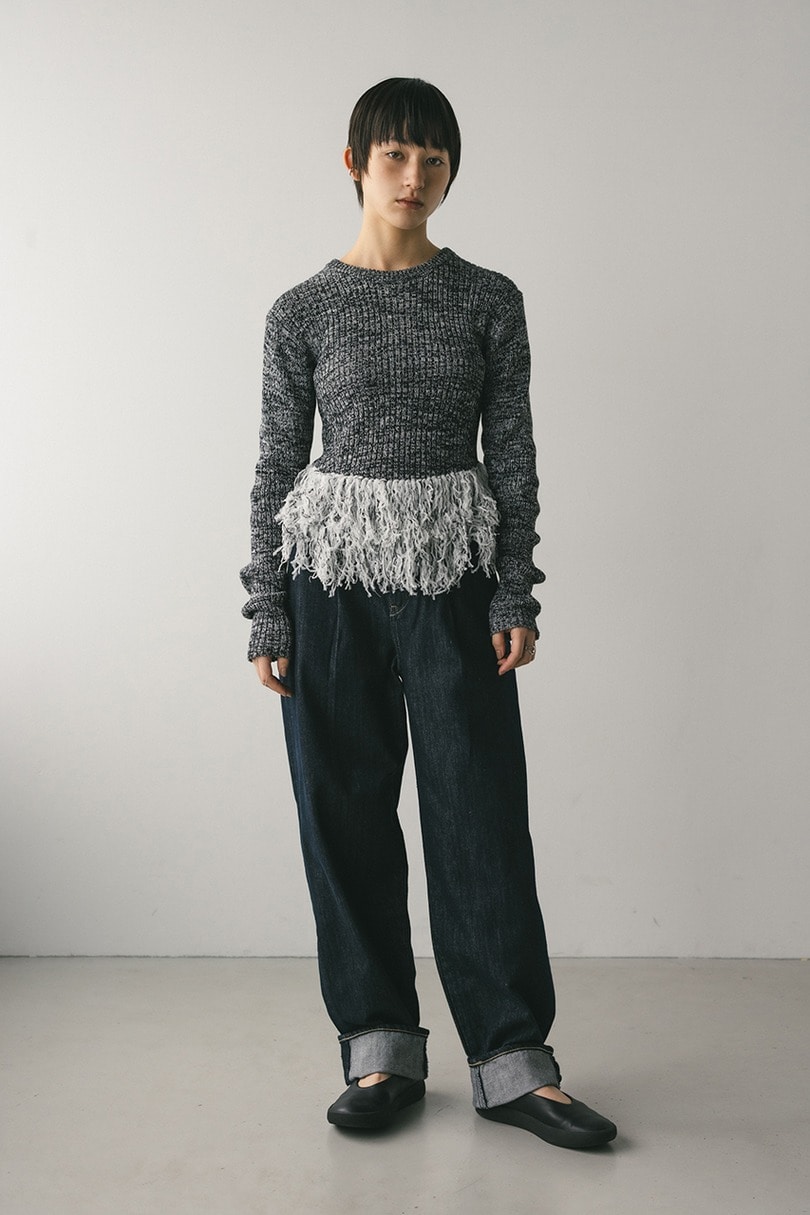 チュールフリンジペプラムニット 詳細画像 柄BLK 2