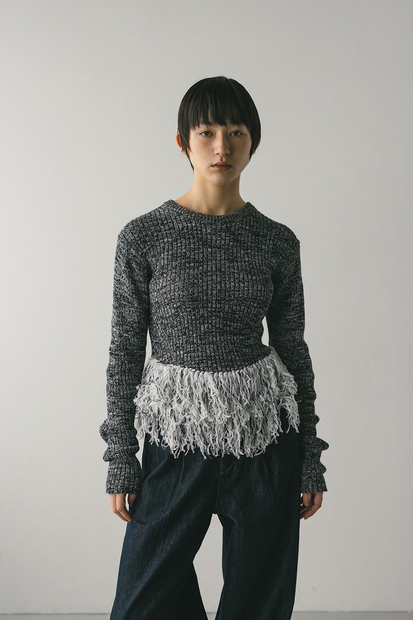チュールフリンジペプラムニット 詳細画像 柄BLK 3