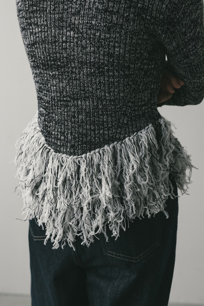 チュールフリンジペプラムニット 詳細画像 柄BLK 9