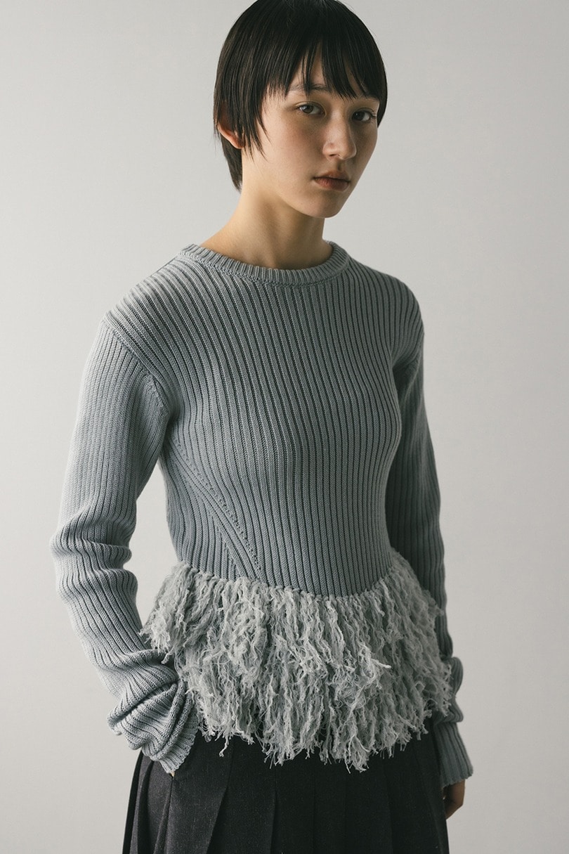 チュールフリンジペプラムニット