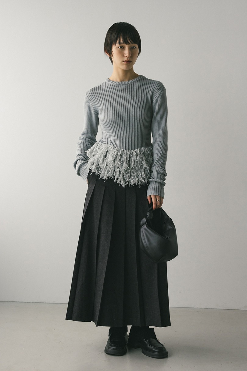 チュールフリンジペプラムニット 詳細画像 GRY 2