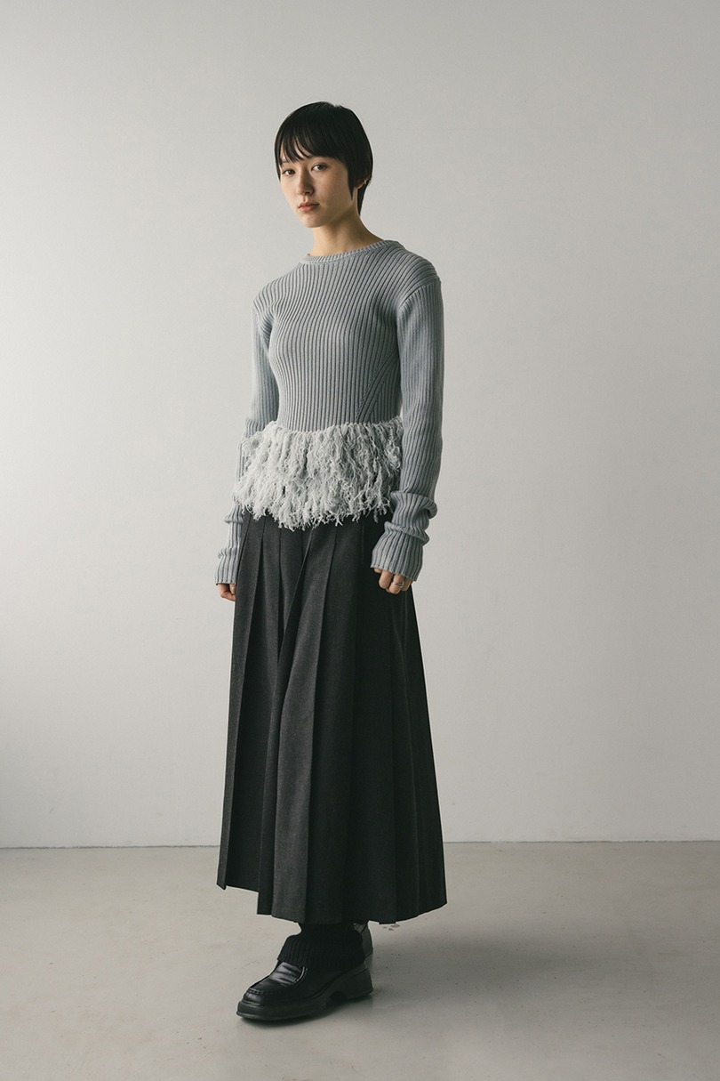チュールフリンジペプラムニット 詳細画像 GRY 3