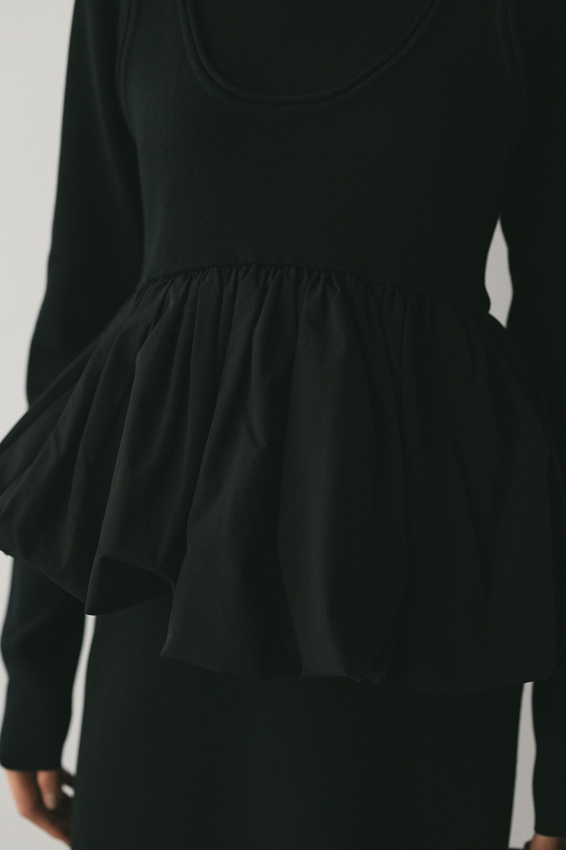 2ピースバルーンペプラムニットワンピース 詳細画像 BLK 11