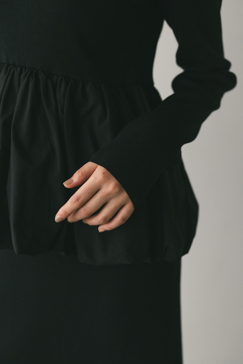 2ピースバルーンペプラムニットワンピース 詳細画像 BLK 12