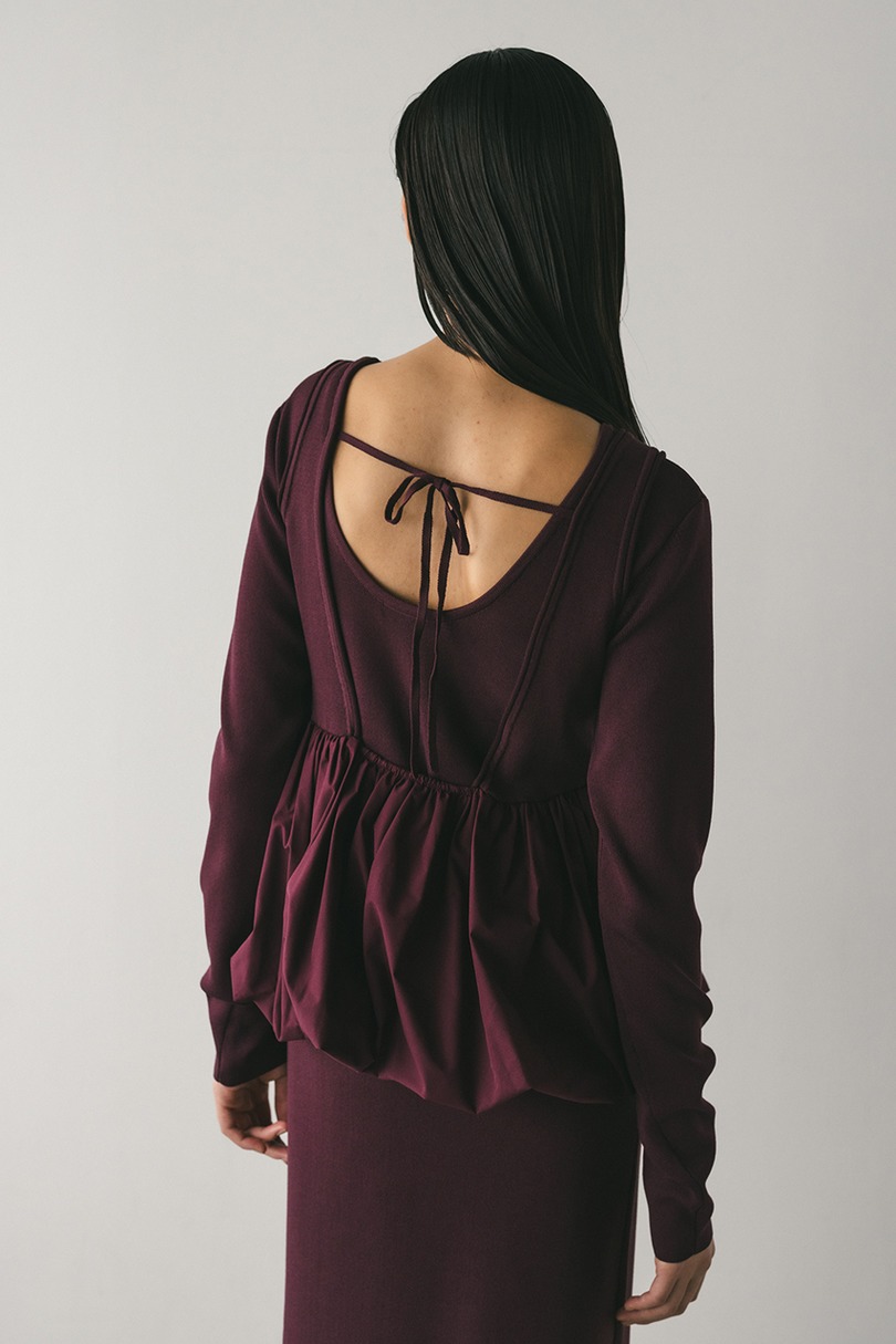 2ピースバルーンペプラムニットワンピース 詳細画像 BRD 12