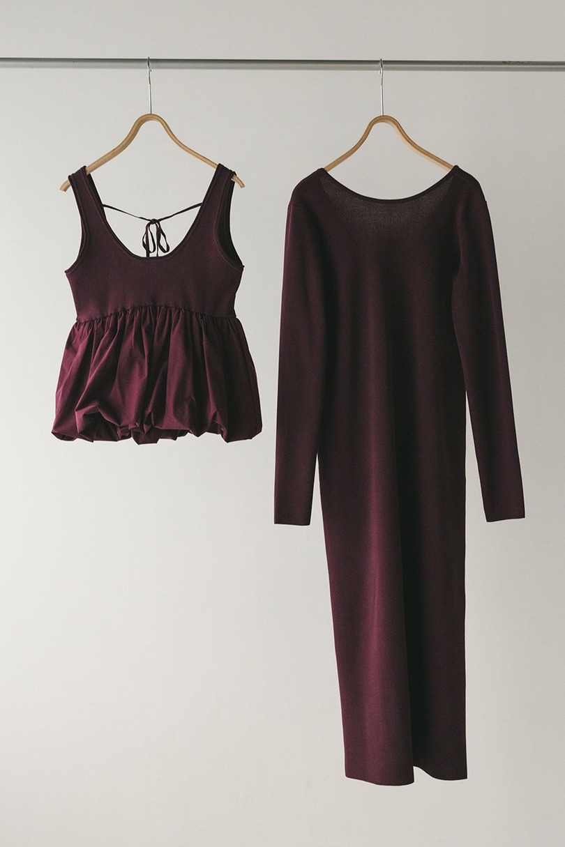 2ピースバルーンペプラムニットワンピース 詳細画像 BRD 16