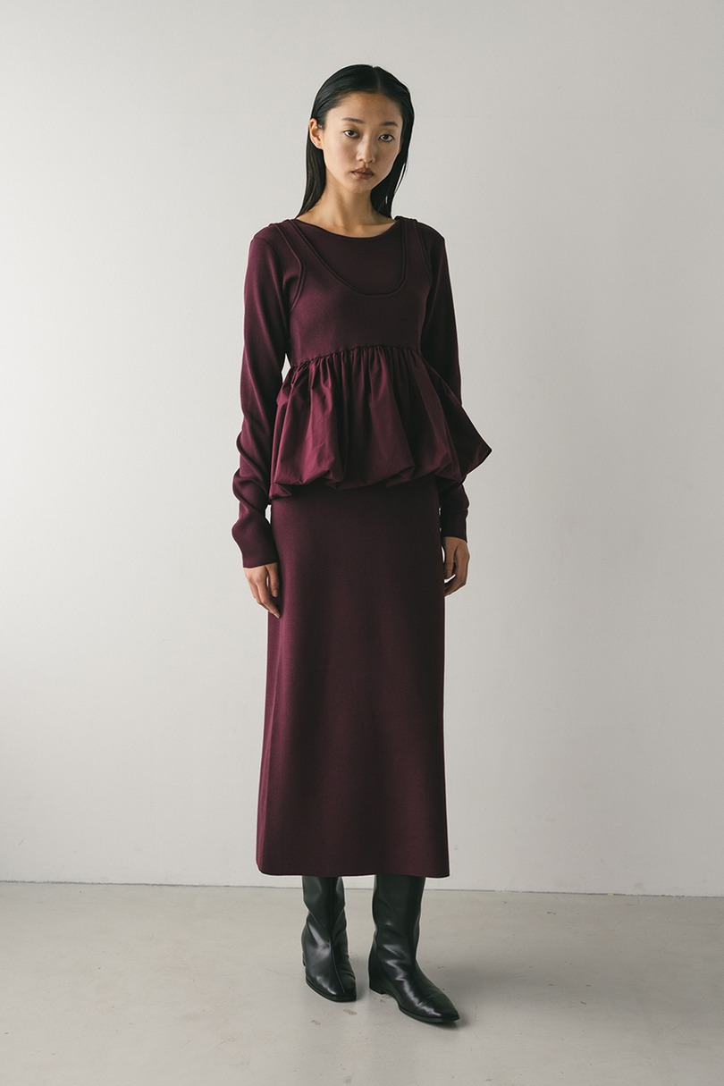 2ピースバルーンペプラムニットワンピース 詳細画像 BRD 2