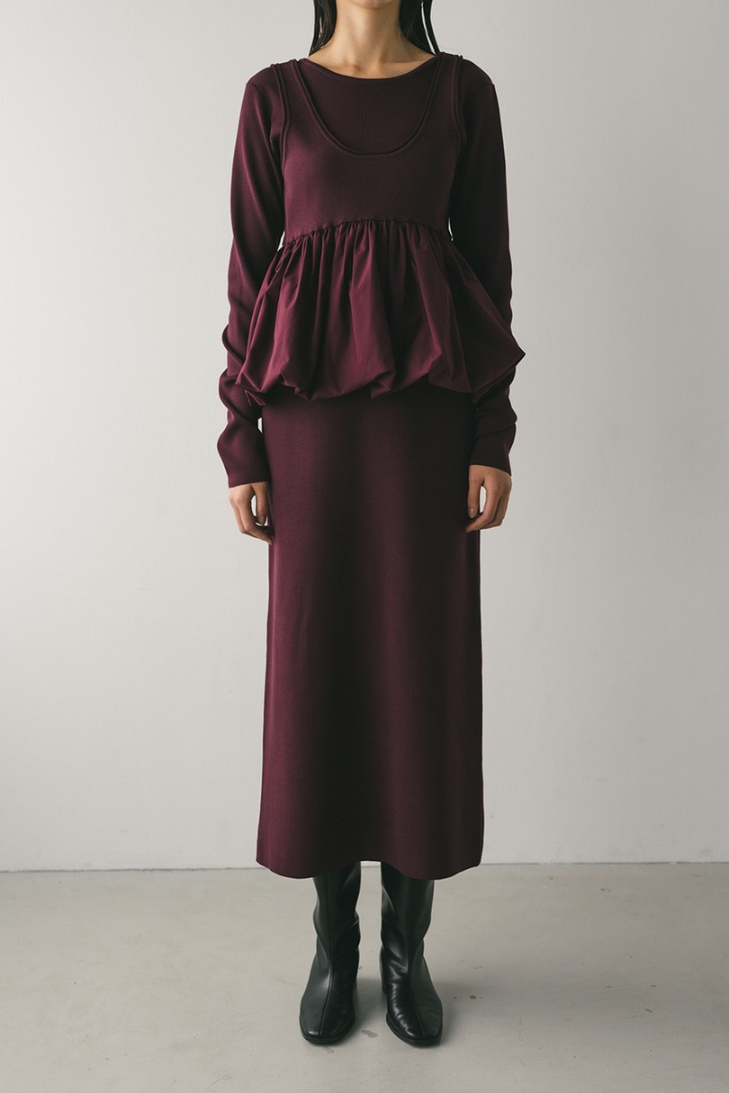 2ピースバルーンペプラムニットワンピース 詳細画像 BRD 3