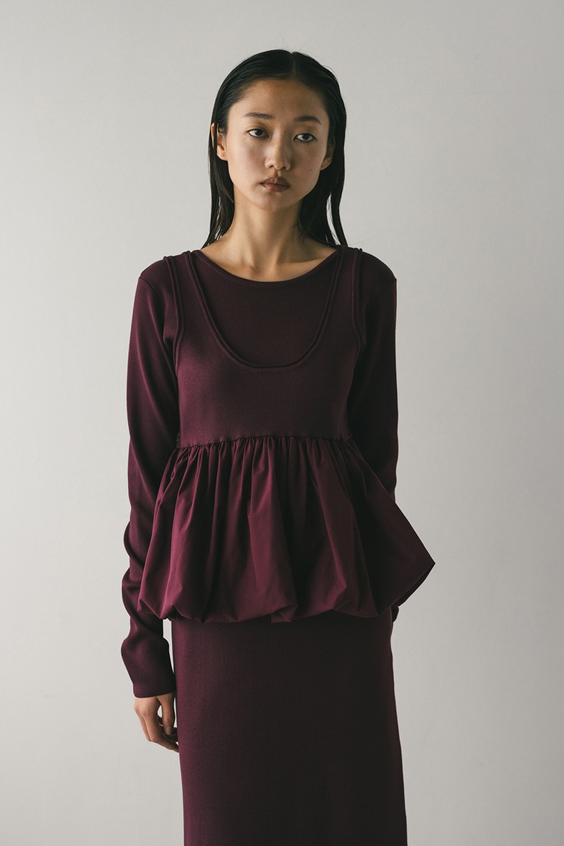 2ピースバルーンペプラムニットワンピース 詳細画像 BRD 4