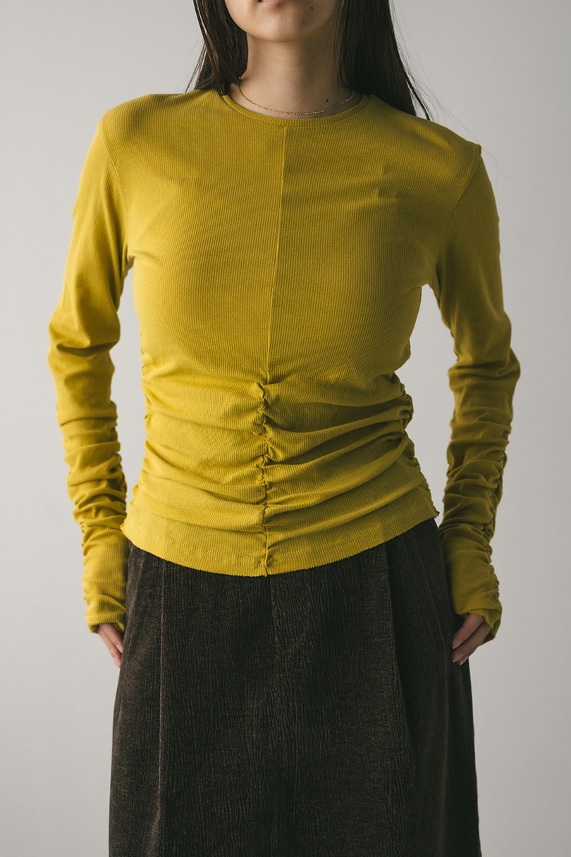 ギャザーソフトリブカットトップ 詳細画像 YEL 4