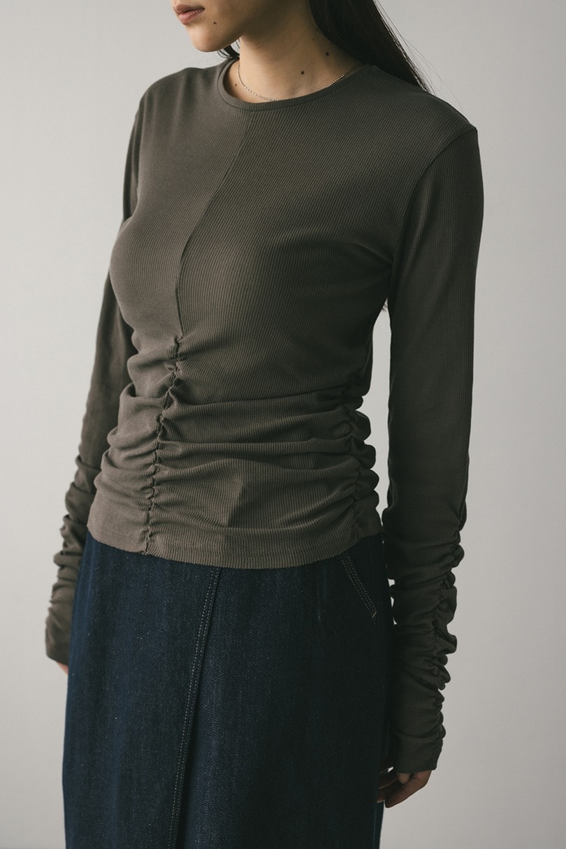 ギャザーソフトリブカットトップ 詳細画像 GRY 4