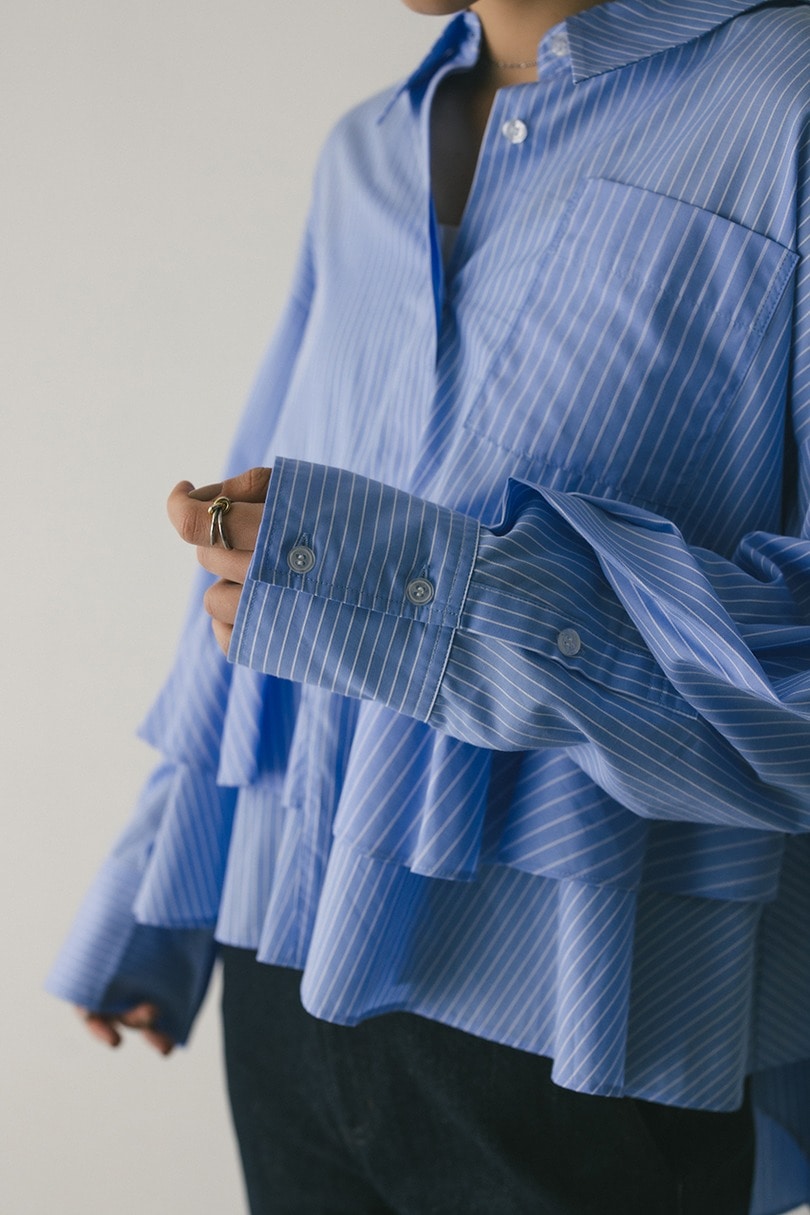 ティアードフリルシャツ 詳細画像 柄BLU 10