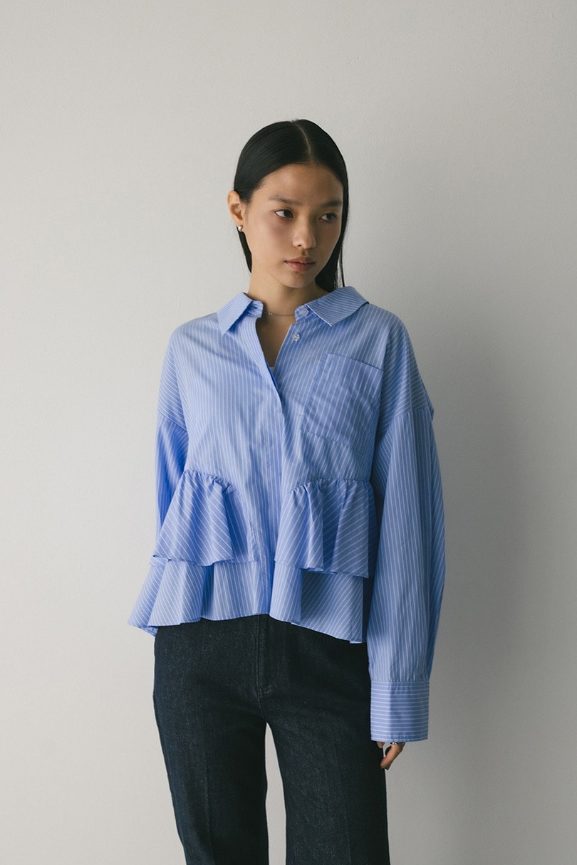 ティアードフリルシャツ 詳細画像 柄BLU 3