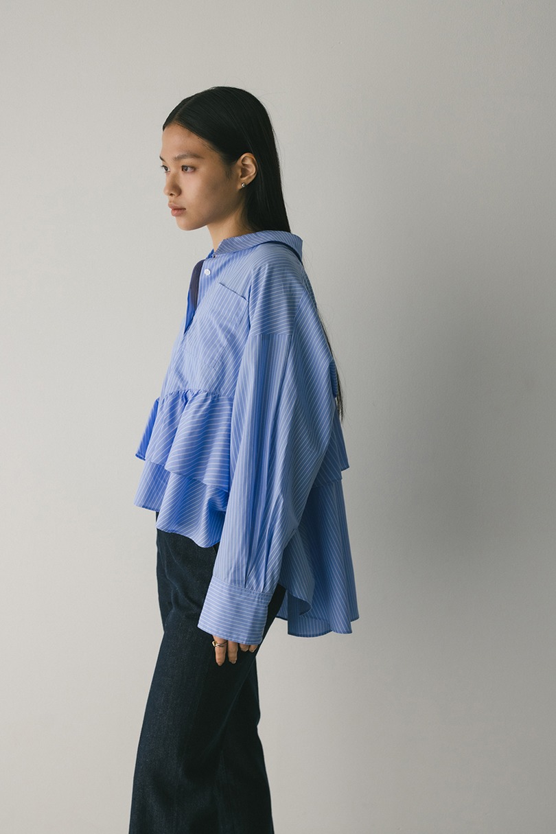 ティアードフリルシャツ 詳細画像 柄BLU 4