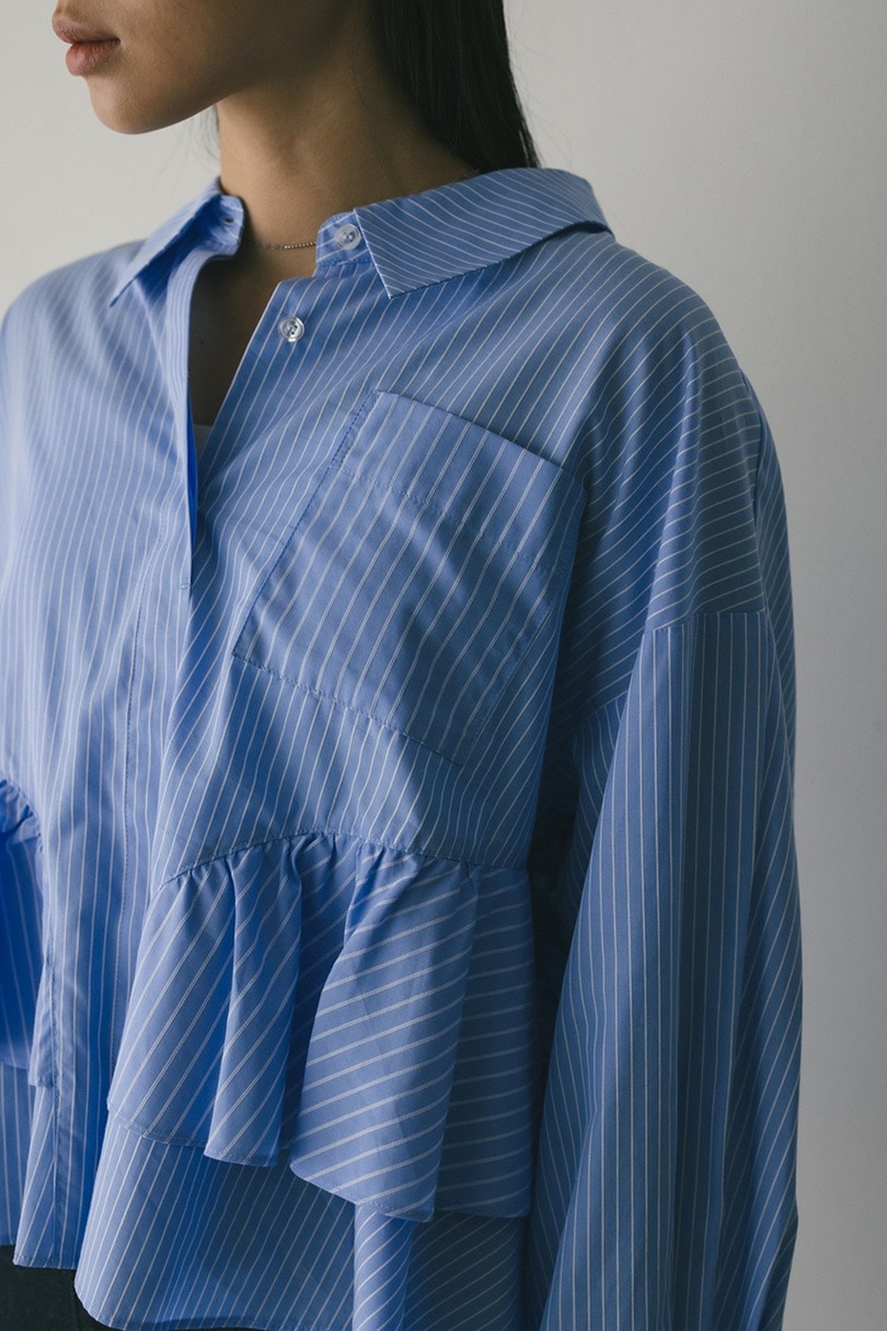 ティアードフリルシャツ 詳細画像 柄BLU 8