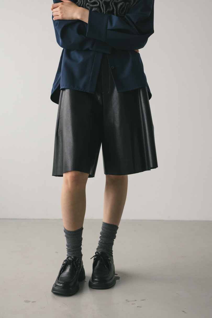 フェイクレザーハーフパンツ 詳細画像 BLK 2