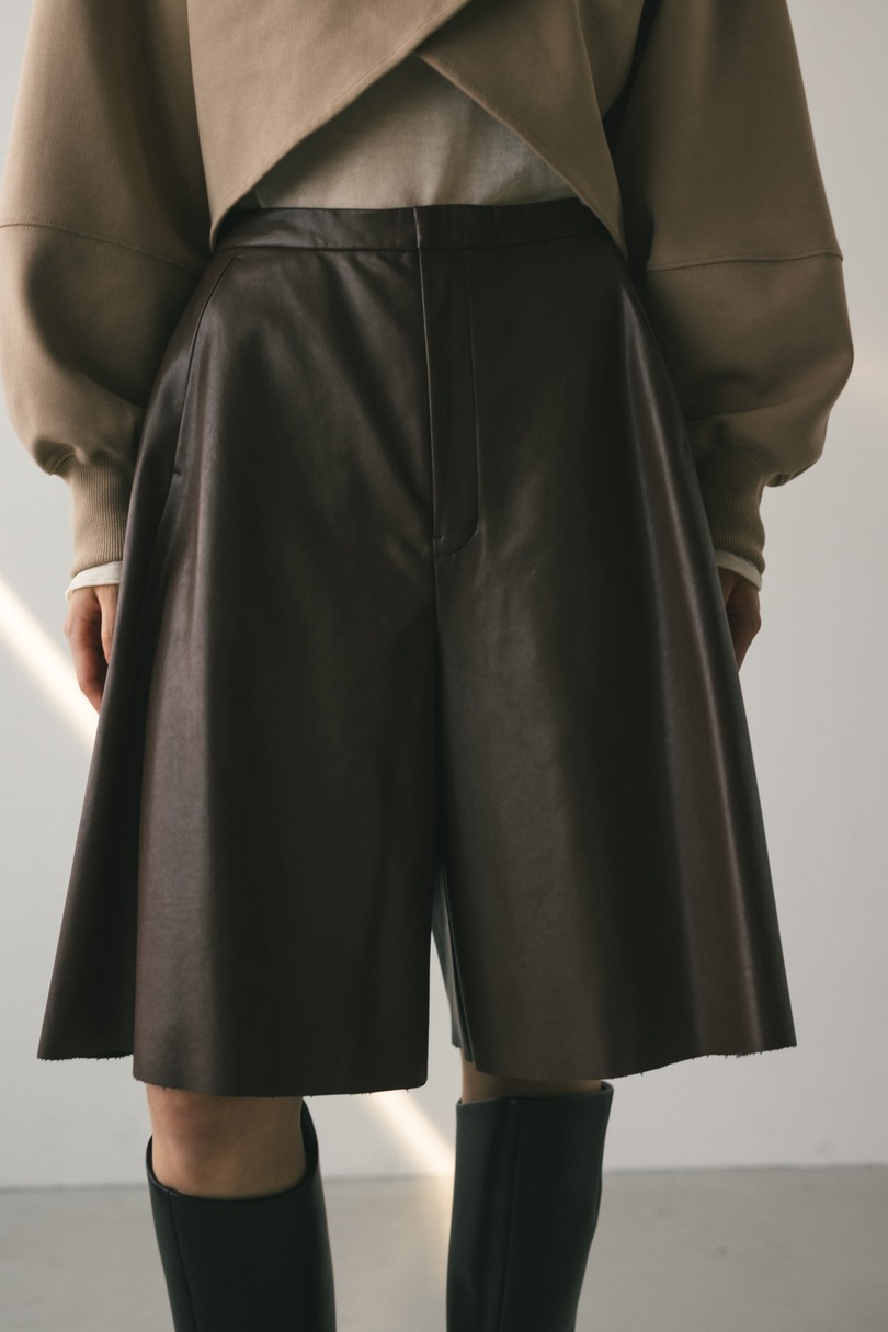 フェイクレザーハーフパンツ 詳細画像 BRN 2