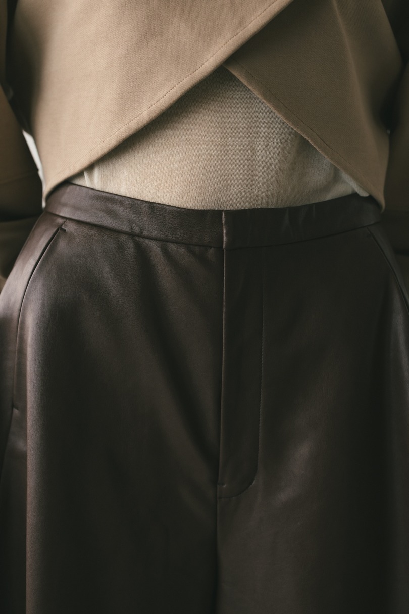 フェイクレザーハーフパンツ 詳細画像 BRN 3