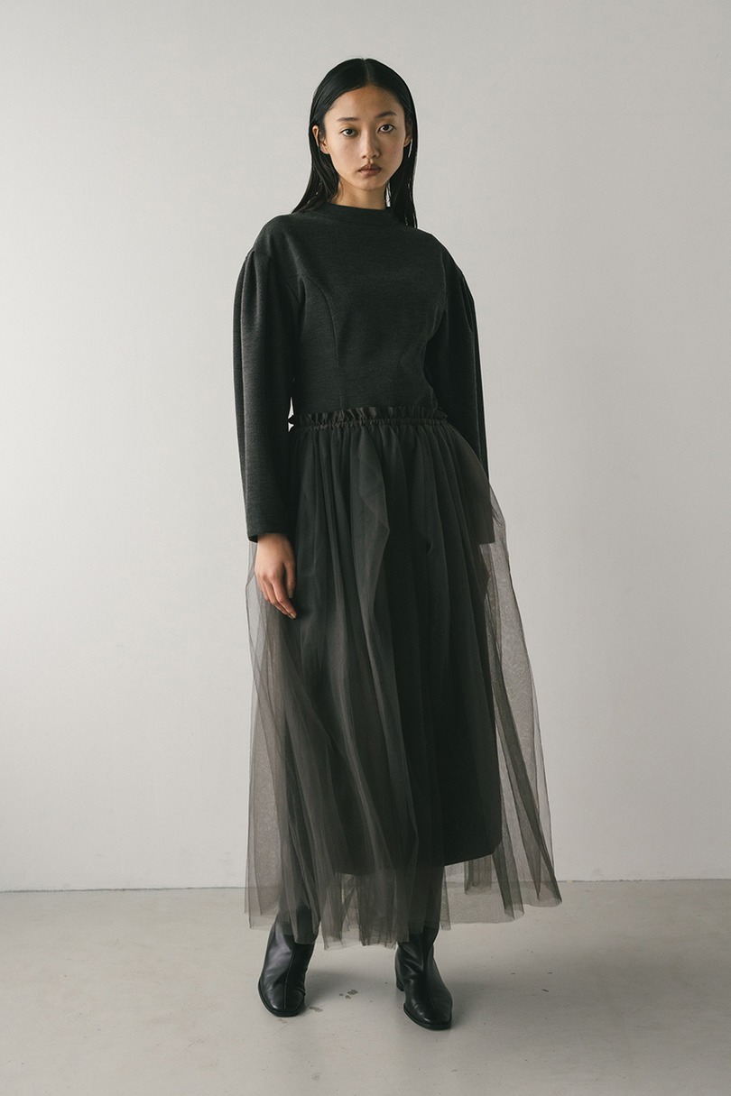 チュールレイヤードスカート 詳細画像 GRY 4