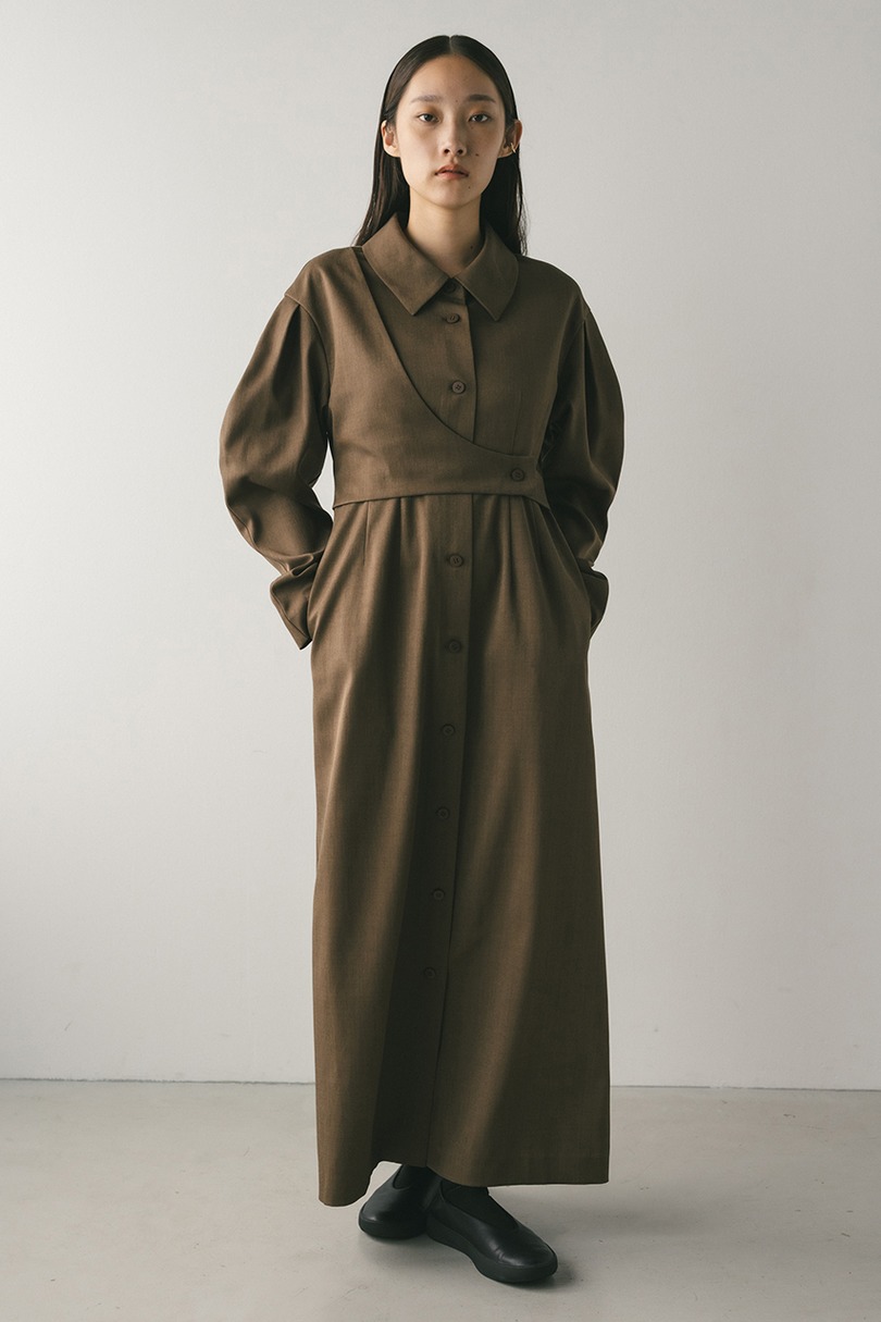 アシンメトリーシャツワンピース