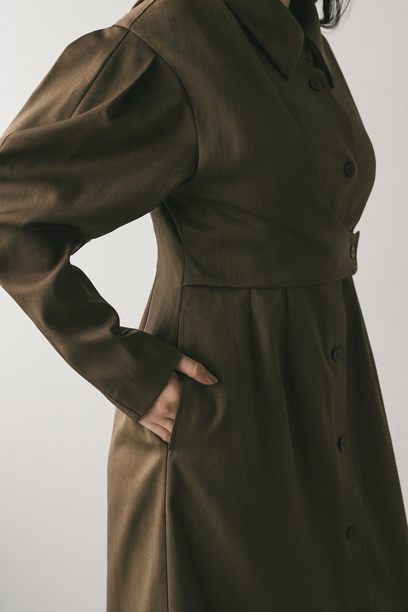 アシンメトリーシャツワンピース 詳細画像 BRN 12