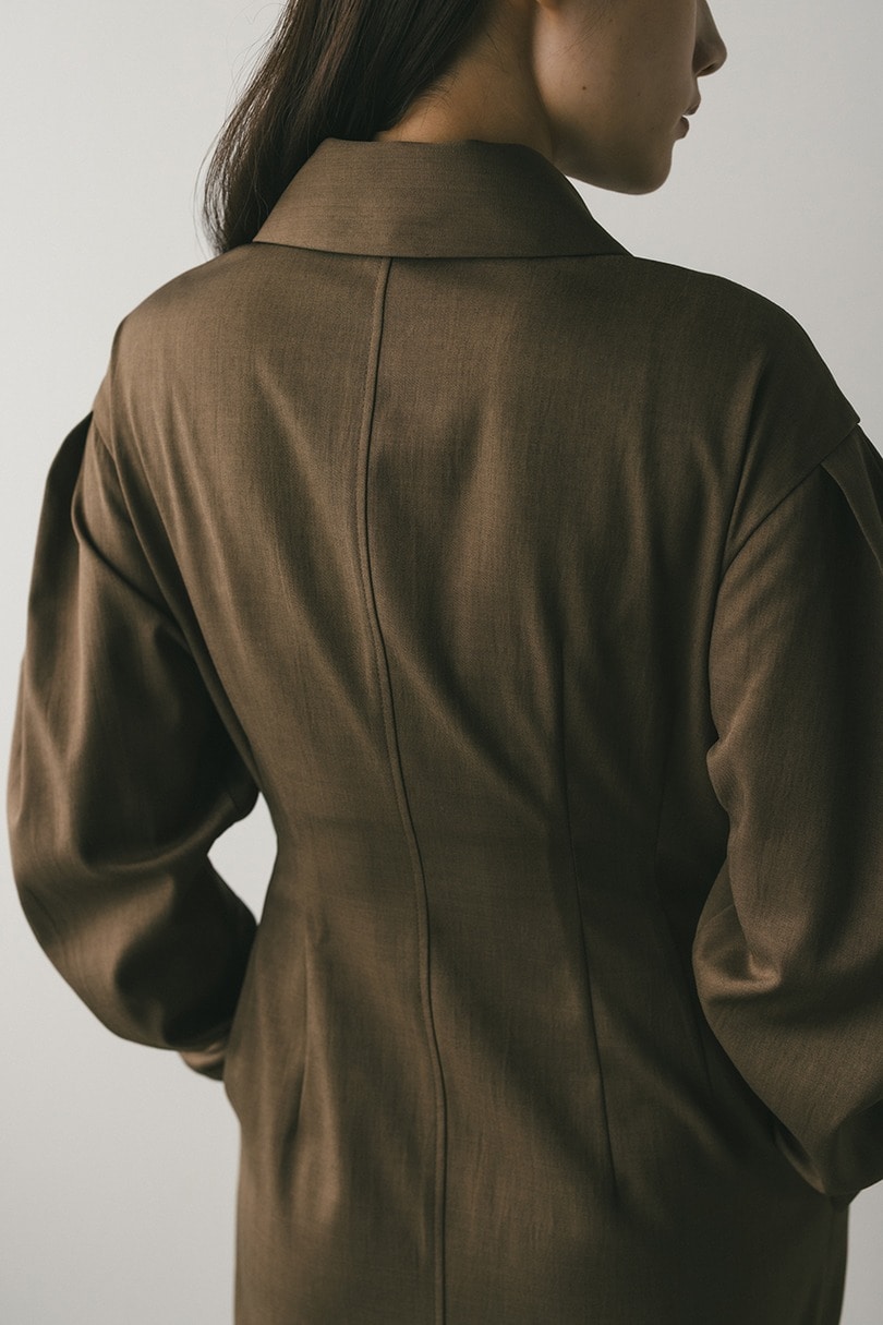 アシンメトリーシャツワンピース 詳細画像 BRN 14