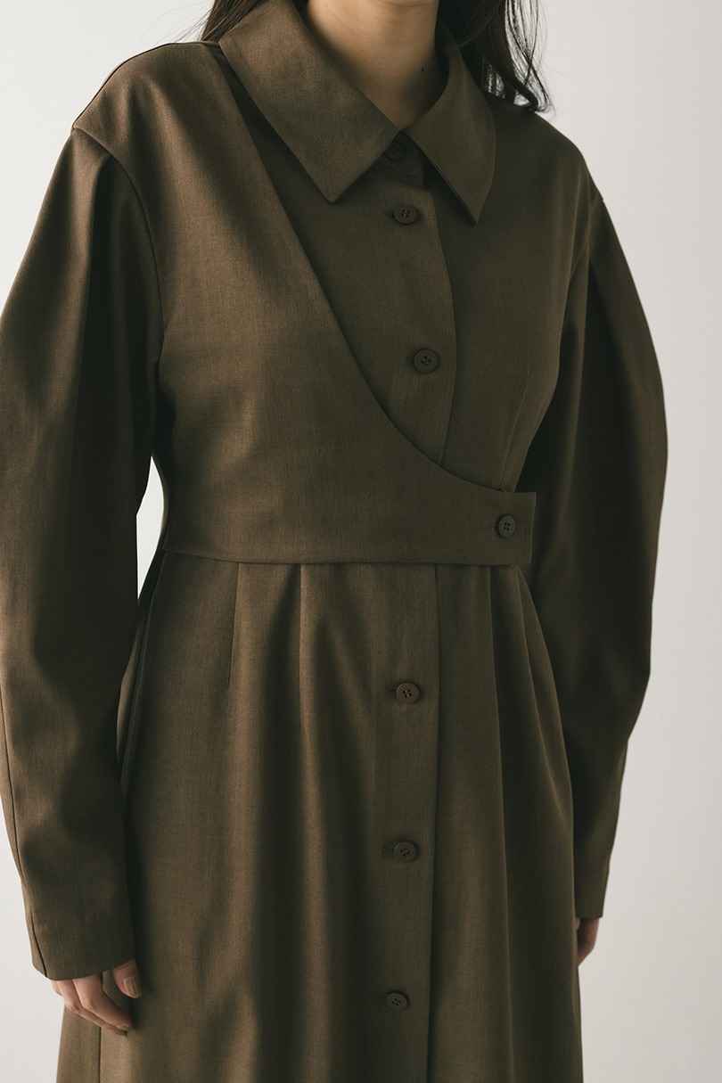 アシンメトリーシャツワンピース 詳細画像 BRN 7