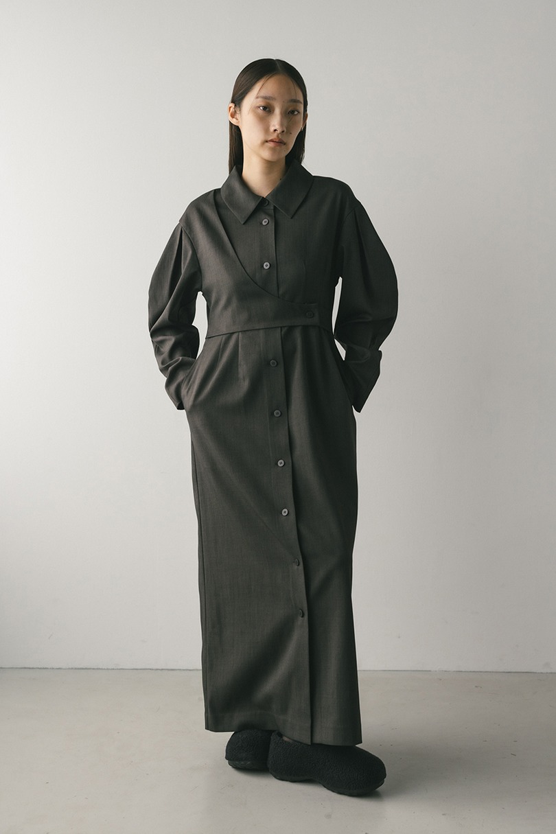 アシンメトリーシャツワンピース