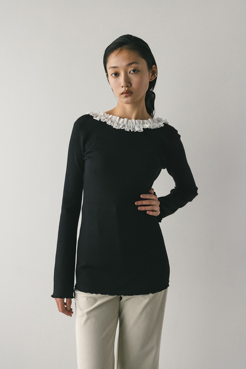 バックオープンフリルニットトップ 詳細画像 BLK 4