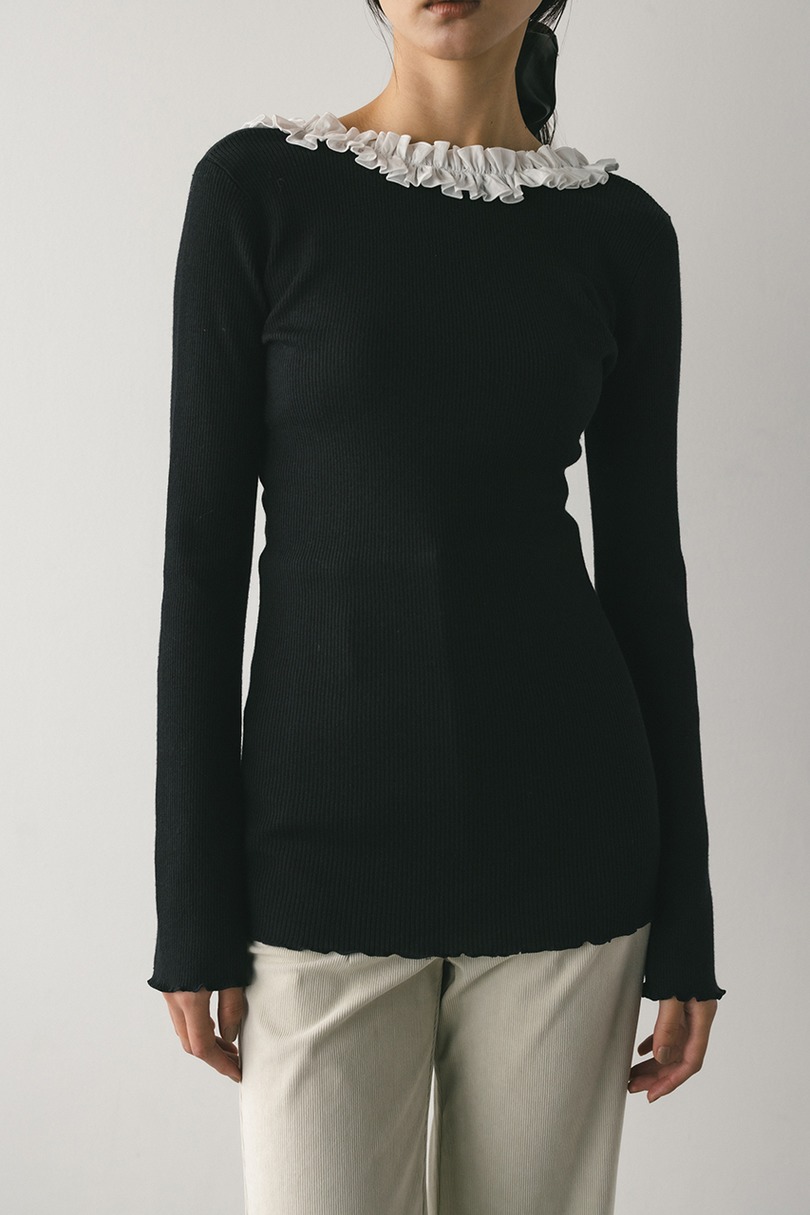 バックオープンフリルニットトップ 詳細画像 BLK 5