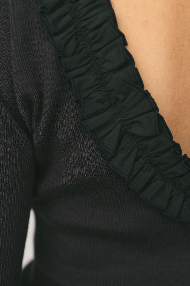 バックオープンフリルニットトップ 詳細画像 GRY 10